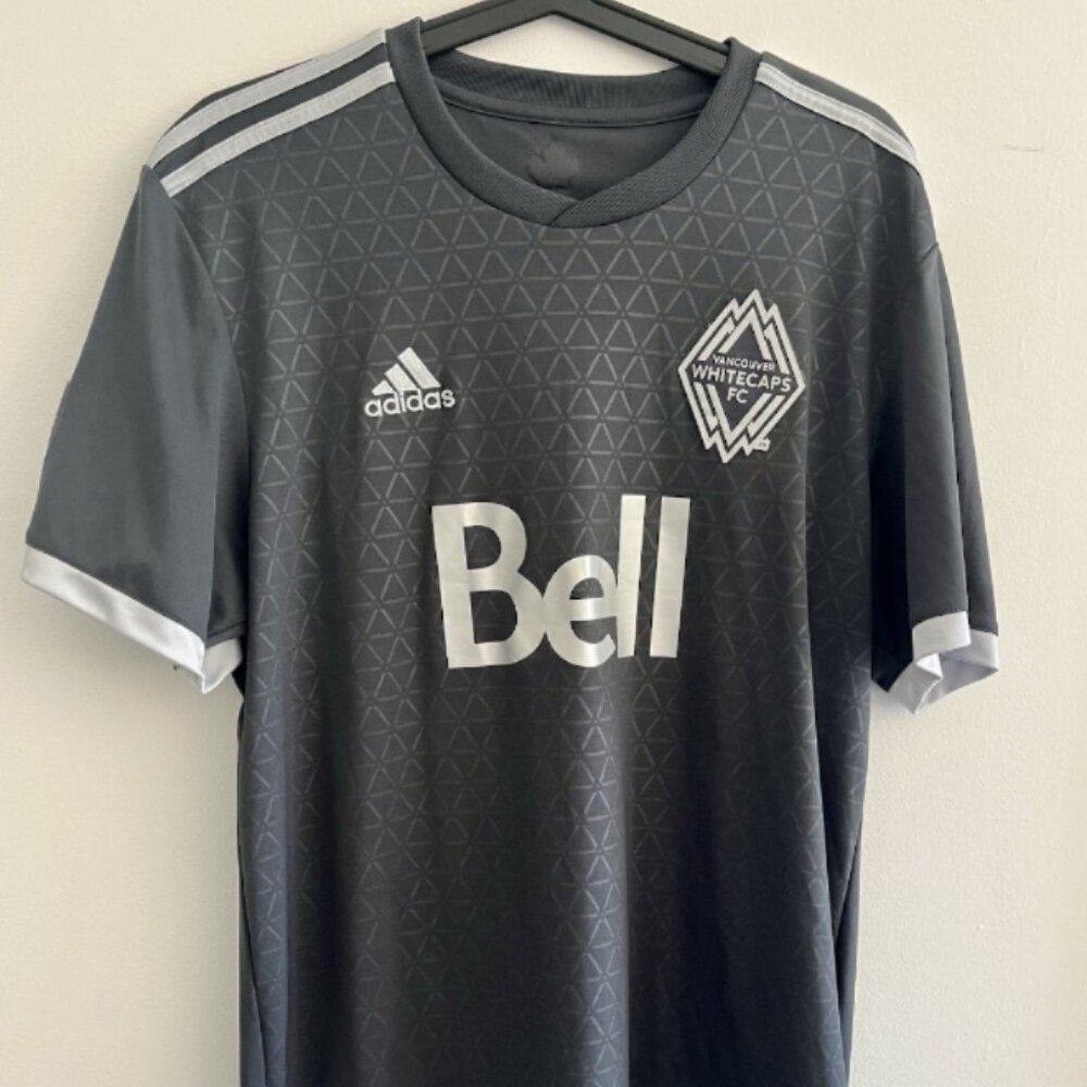 Vancouver Whitecaps 2018-19 Jersey Adidas Shirt Gray Black Away Sz L MLS